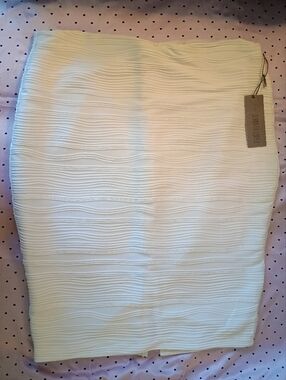 NWT Midi Lined & Textured White Pencil Skirt